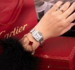 Cartier Santos 316L Steel 24MM Lady With Diamond Wrist Watch